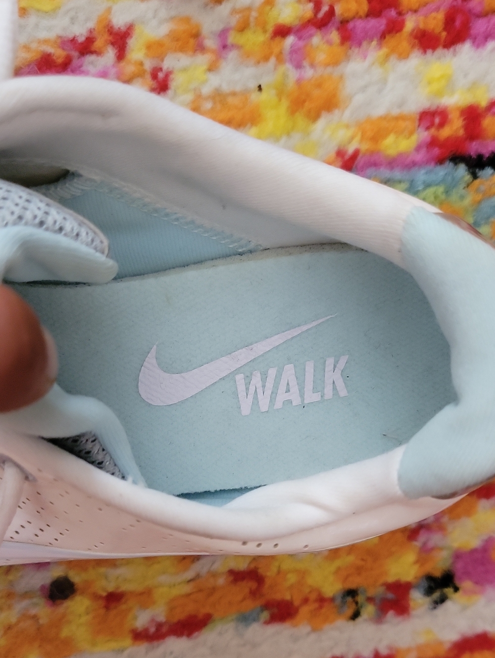 Nike Womens Light Blue and White Walk Sneakers